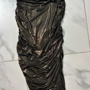 Metallic Black Ruched Skirt